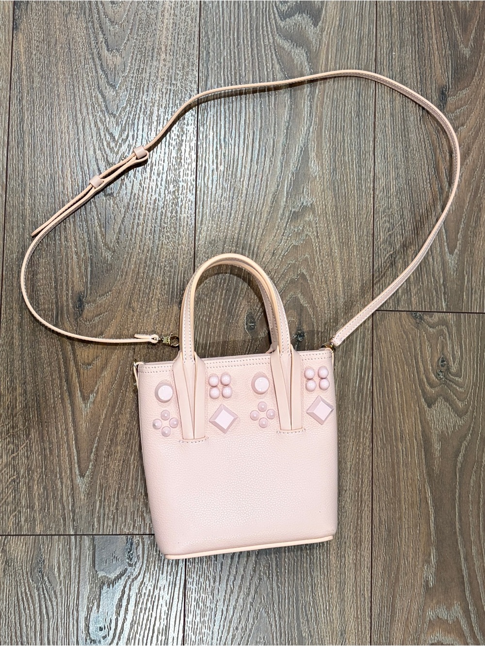 Christian Louboutin Cabata Mini Pink Studded Crossbody Tote Bag